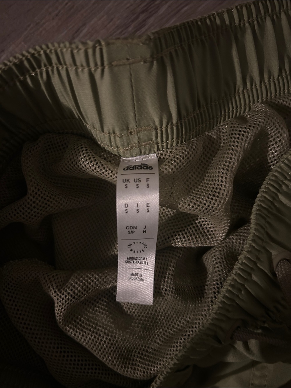 adidas Olive Green Shorts with Navy Three-Stripes - Picture 3 of 3